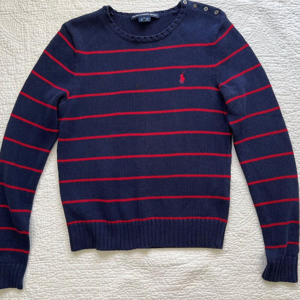 Ralph Lauren Striped Sweater - Women’s Large, Red Navy